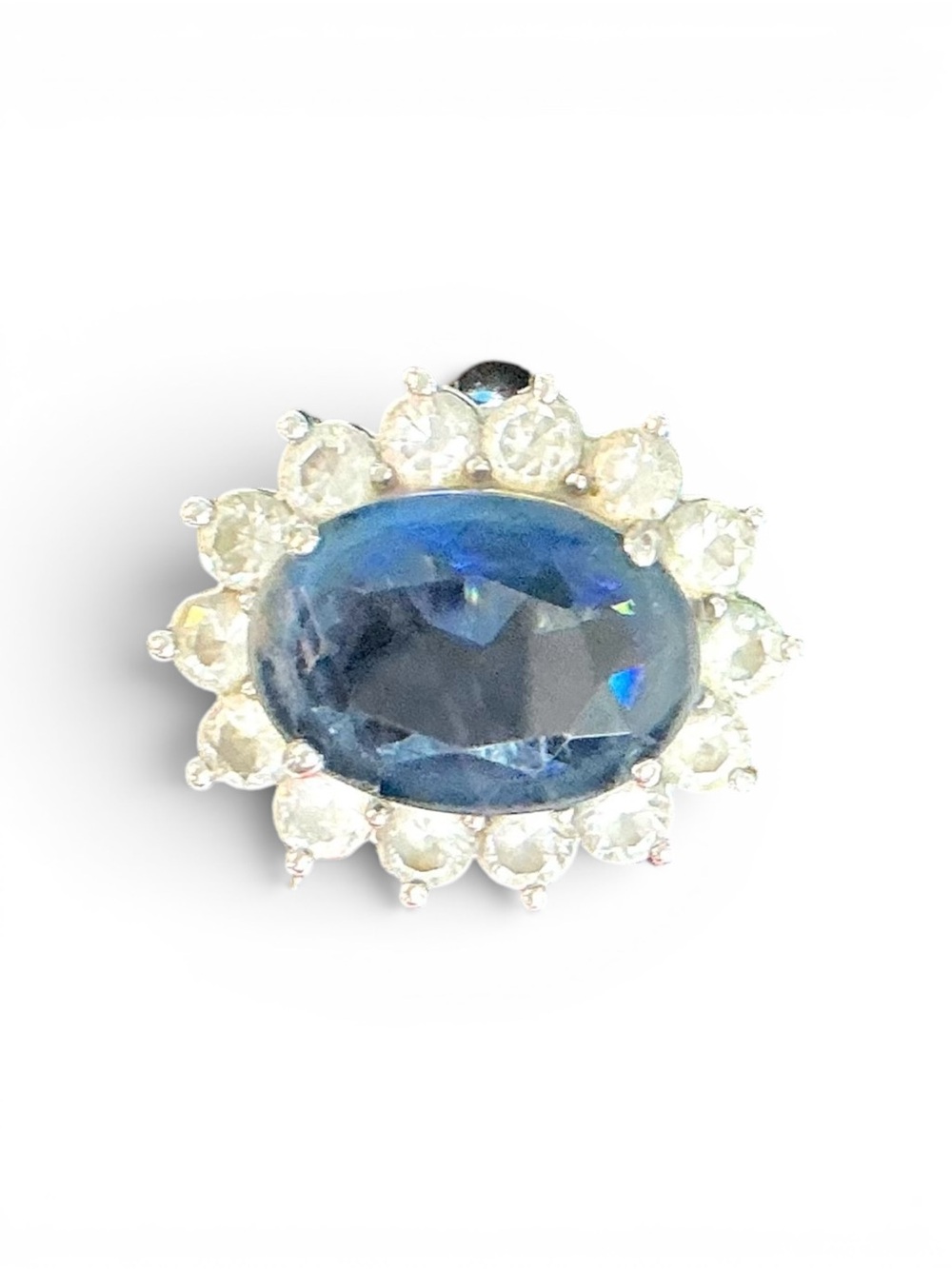 Kenneth Jay Lane Blue and White Halo Statement Ring - Picture 6 of 14